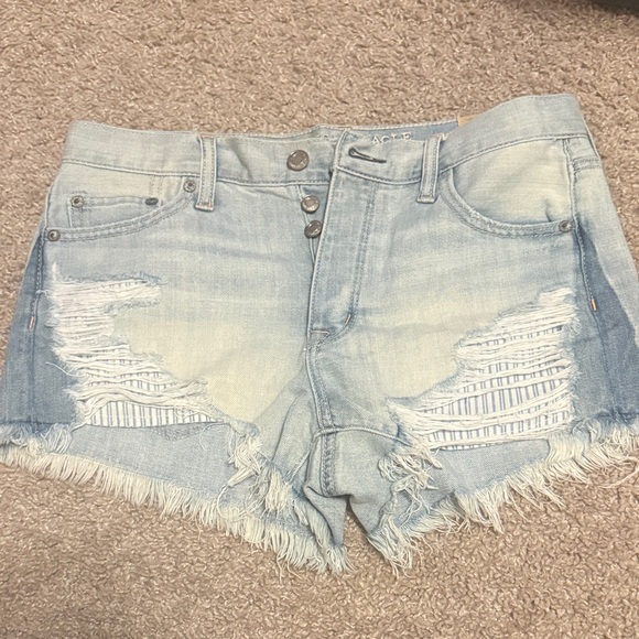 American Eagle Outfitters Pants - Light Blue Distressed Denim Shorts Hi Rise Festival